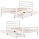 ZNTS Bed Frame without Mattress White 100x200 cm Solid Wood Pine 3301607