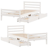 ZNTS Bed Frame without Mattress White 100x200 cm Solid Wood Pine 3301607