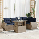 6 Piece Garden Sofa Set with Cushions Grey Poly Rattan Acacia 3326642