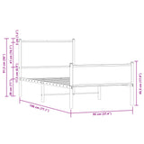 Metal Bed Frame without Mattress Brown Oak 90x190 cm Single 4007950