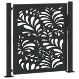 ZNTS Garden Gate Black 105x106 cm Steel Wave Design 4100969