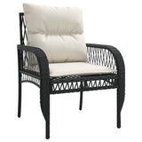 ZNTS 4 Piece Garden Sofa Set with Cushions Black Poly Rattan 368726