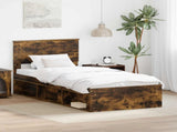 Bed Frame with Headboard Smoked Oak 90 x 190 cm Solid Pine Wood 3410658