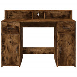 Desk with LED Lights Smoked Oak 120x55x91 cm Engineered Wood 3309415