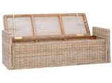 Storage Bench with Cushion Natural 110 x 40 x 50 cm Rattan 42011577