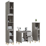 ZNTS 3 Piece Bathroom Cabinet Set Grey Sonoma Engineered Wood 3185541