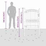 Fence Gate EMMEN 170 x 100 cm Powder-coated steel Grey Lockable 42008975