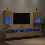 TV Cabinets with LED Lights 2 pcs Sonoma Oak 30.5x30x60 cm 836992