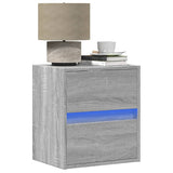 ZNTS Wall-mounted Bedside Cabinets with LED Lights 2 pcs Grey Sonoma 3307972