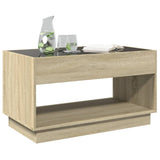 ZNTS Coffee Table with Infinity LED Sonoma Oak 90x50x50 cm 847667