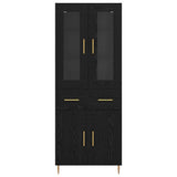 Highboard with Drawer 2 pcs Black Oak Engineered Wood 3416278