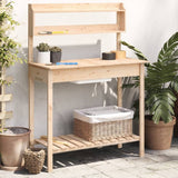 Potting Table with Sink 147.5x44x139.5 cm Solid Wood Fir 156346