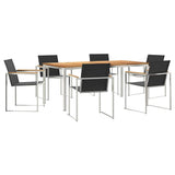Garden Dining Set 7 pcs Solid Teak Wood and Stainless Steel 3334834