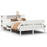 ZNTS Bookcase Bed without Mattress White 150x200 cm King Size Solid Wood Pine 3321777