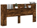 Headboard Cabinet with LED Smoked Oak 160 x 16.5 x 103.5 cm 8006568