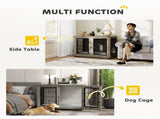 Indoor Dog Crate Furniture End Table with Soft Washable Cushion, Lockable Front Door, for Extra T3398P349635