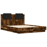 Bed Frame with LED without Mattress Smoked Oak 120x190 cm Small Double 3210056
