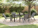 Garden Dining Set 5 pcs Grey and Black Powder-coated Steel 3379123