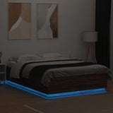 Bed Frame with LED without Mattress Brown Oak 150x200 cm King Size 3209610