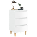 Bed Cabinet with Solid Wood Legs High Gloss White 40x35x69 cm 805899