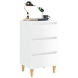 Bed Cabinet with Solid Wood Legs High Gloss White 40x35x69 cm 805899