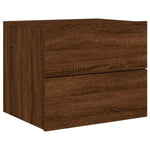 ZNTS Wall-mounted Bedside Cabinet with LED Lights Brown Oak 836824