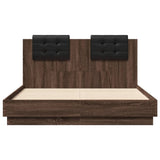 Bed Frame with LED without Mattress Brown Oak 120x190 cm Small Double 3210058