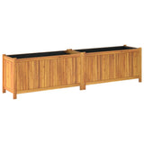 Garden Planter with Liner 199x38.5x50 cm Solid Wood Acacia 366443