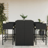 5 Piece Garden Bar Set with Cushions Black Poly Rattan 3203945