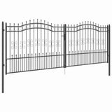 Fence Gate with Spear Top with Lock Grey 404 x 150 cm Steel 42009050