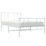 Metal Bed Frame without Mattress with Footboard White 100x190cm 352541
