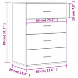 Sideboards 2 pcs White 60x39x80 cm Engineered Wood 3276623