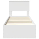 Bed Frame White and Silver 75 x 190 cm Engineered Wood 3410958
