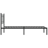 Metal Bed Frame without Mattress with Headboard Black 75x190cm 376118
