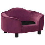 Dog Sofa Burgundy Plush, Solid Pinewood, Foam Medium Dog Sofa 171089