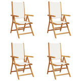 Reclining Garden Chairs 4 pcs Cream White Fabric and Solid Wood 3214538