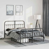 Metal Bed Frame without Mattress with Footboard Black 135x190cm 352595