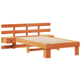 Bed Frame with Headboard Wax Brown 100 x 200 cm Solid Pine Wood 872709