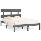 Bed Frame Grey Solid Pine Wood 200x200 cm Durable Bed Frame 3104695