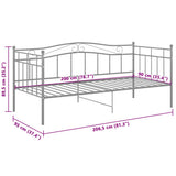 Sofa Bed Frame without Mattress Grey Metal 90x200 cm 324781