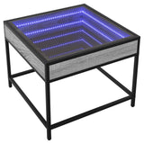 ZNTS Coffee Table with Infinity LED Grey Sonoma 50x50x41 cm 847680