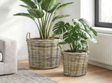 Planter Basket GENDT 2 pcs Natural Grey Kubu Rattan 42020957