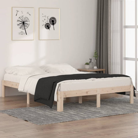 Bed Frame without Mattress Solid Wood 150x200cm King Size 810370