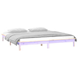 LED Bed Frame without Mattress 135x190 cm Double Double Solid Wood 820646