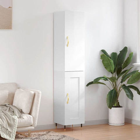 Highboard High Gloss White 34.5x34x180 cm Engineered Wood 3199091