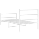 Metal Bed Frame without Mattress with Footboard White 107x203cm 355428