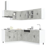 ZNTS 11 Piece Kitchen Cabinet Set Kalmar Concrete Grey Engineered Wood 3314885