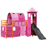 Kids' Loft Bed with Tower Pink 80x200 cm Solid Wood Pine 3309154