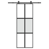 Sliding Door with Hardware Set 76x205 cm Tempered Glass&Aluminium 3332971