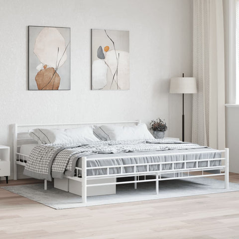 ZNTS Bed Frame White Metal 180x200 cm Super King 285300